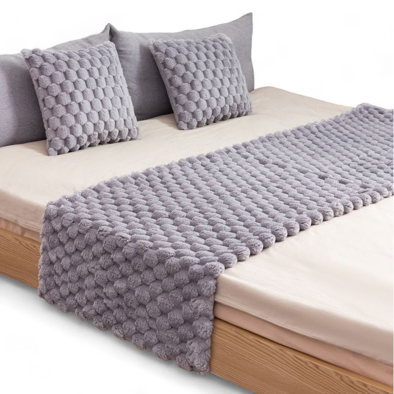 GENERICO - Piecera 70x190cm + 2 Fundas 45x45cm Plush Peludita King - Gris