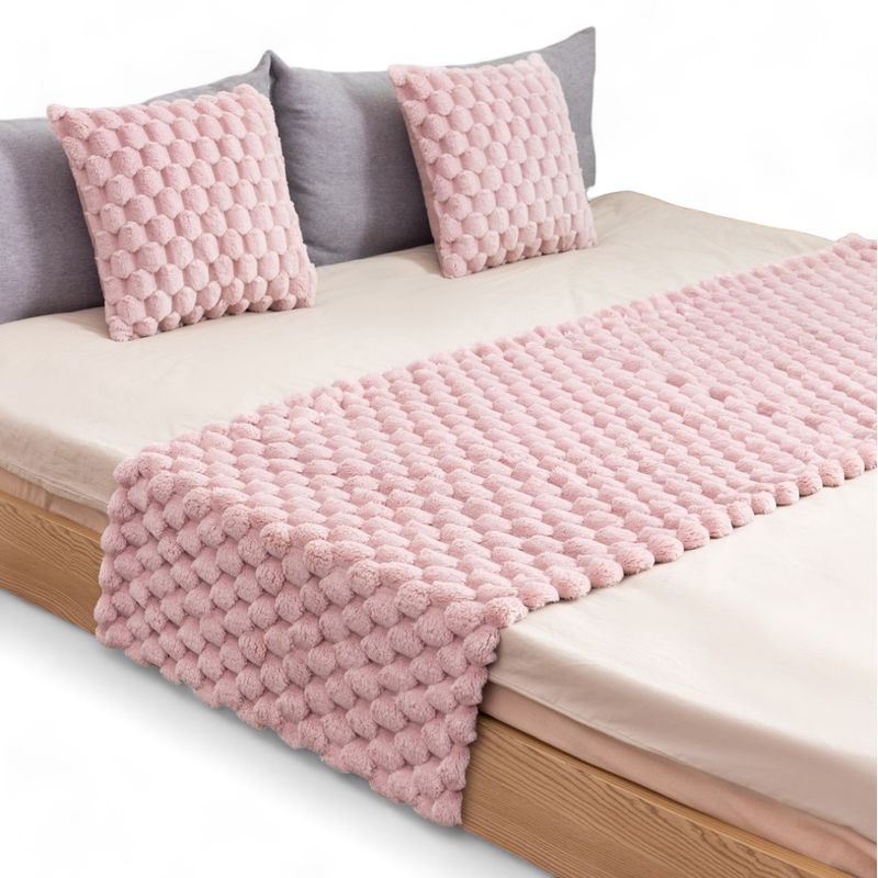 GENERICO - Piecera 70x190cm + 2 Fundas 45x45cm Plush Peludita King - Rosa