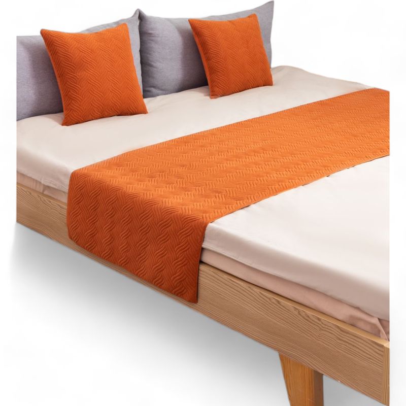 GENERICO - Piecera De Cama Terciopelo Plush King + 2 Fundas 70x210cm - Naranja