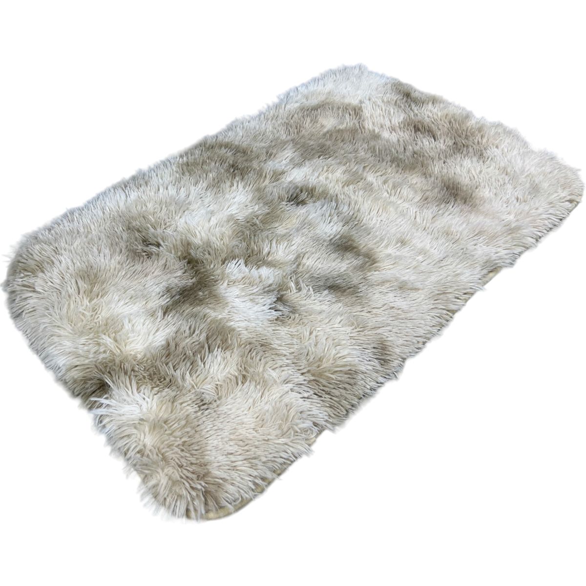 GENERICO - Alfombra Baja De Cama Peluda 100% Poliester 50x80cm Beige Jaspeado