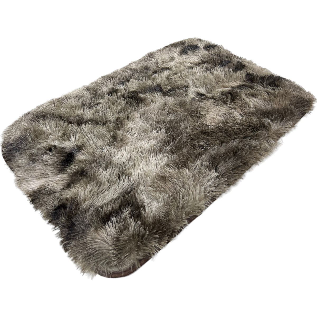 GENERICO - Alfombra Baja De Cama Peluda 100% Poliester 50x80cm Cafe Jaspeado