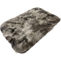 Alfombra Baja De Cama Peluda 100% Poliester 50x80cm Cafe Jaspeado