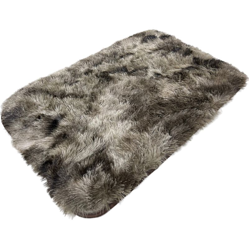 GENERICO - Alfombra Baja De Cama Peluda 100% Poliester 50x80cm Cafe Jaspeado