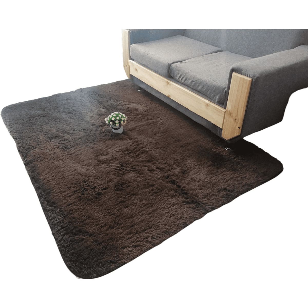 GENERICO - Alfombra Peluda Tipo Shaggy Para Living 200cmx240cm Cafe