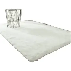 GENERICO - Alfombra Peluda Tipo Shaggy Para Living 200cmx240cm Blanco