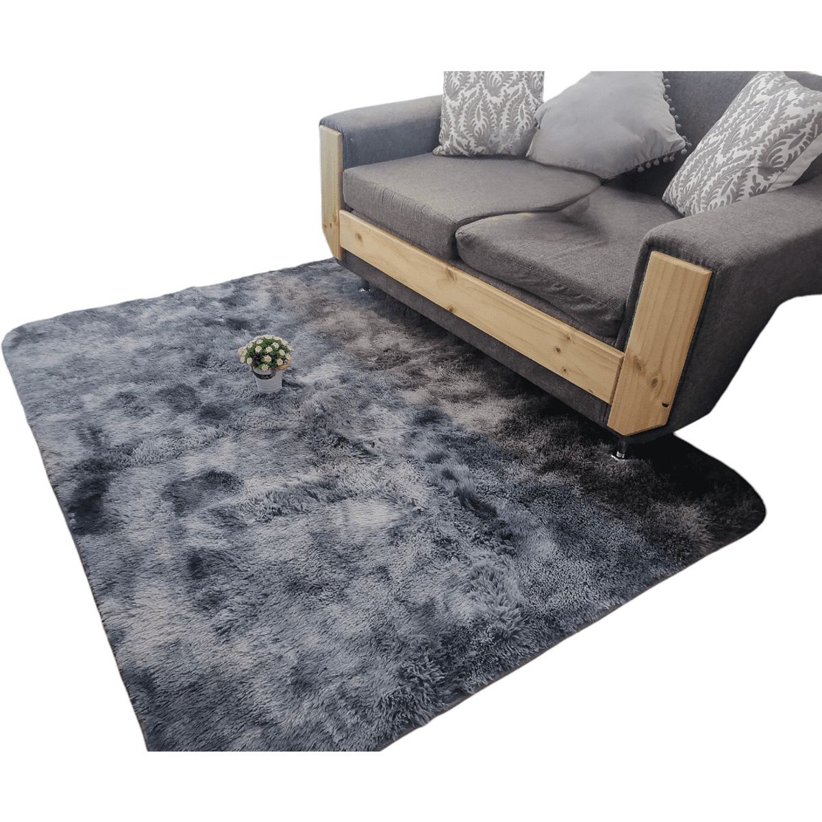 GENERICO - Alfombra Peluda Tipo Shaggy Para Living 150cm x 200cm Gris Jaspeado