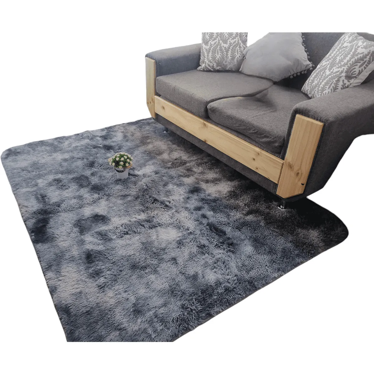 GENERICO - Alfombra Peluda Tipo Shaggy Para Living 150cm x 200cm Gris Jaspeado