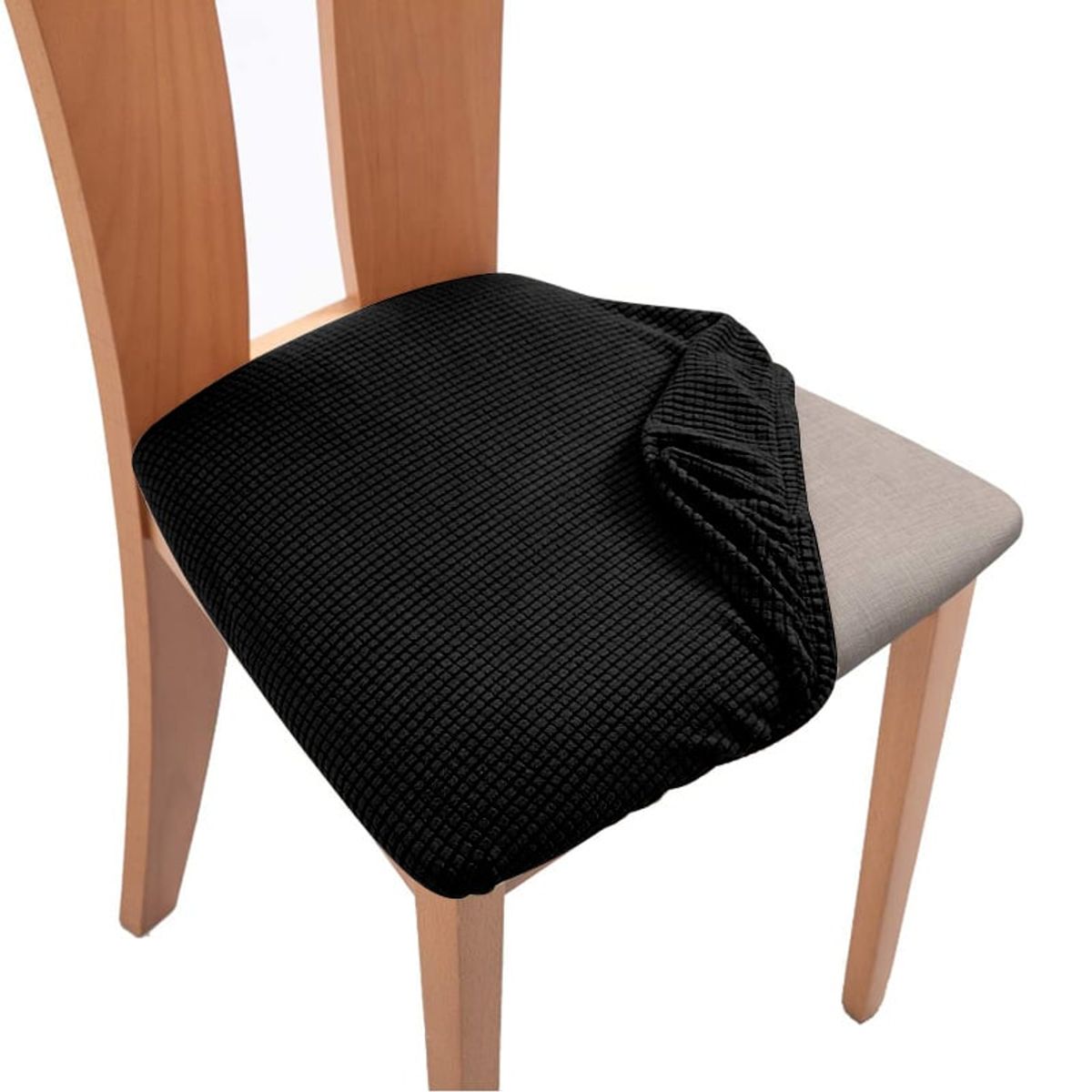 GENERICO - Pack 6 Fundas De Asiento Elasticadas Para Sillas Comedor - Negro