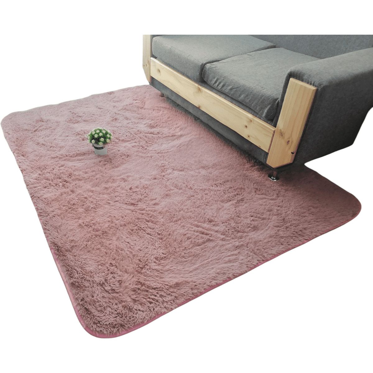 GENERICO - Alfombra Peluda Tipo Shaggy Para Living 200cmx240cm Palo Rosa