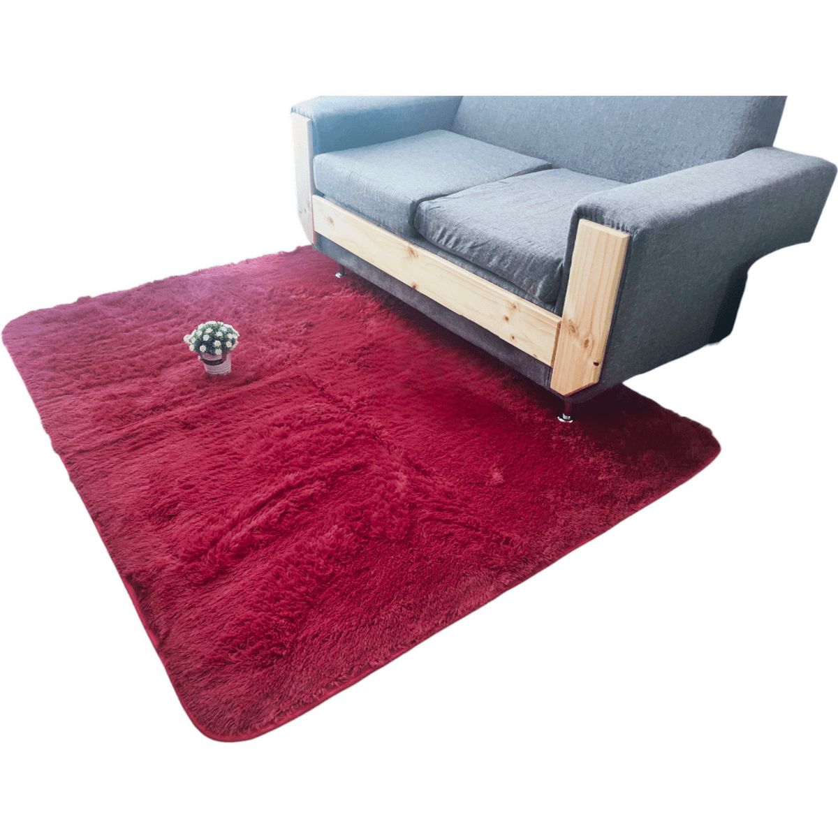 GENERICO - Alfombra Peluda Tipo Shaggy Para Living 180cm x 200cm Burdeo