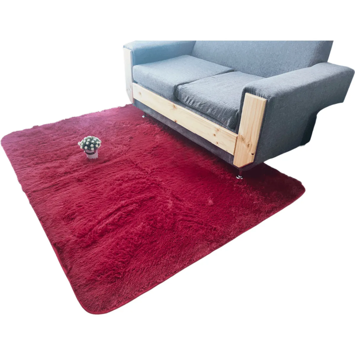 GENERICO - Alfombra Peluda Tipo Shaggy Para Living 180cm x 200cm Burdeo
