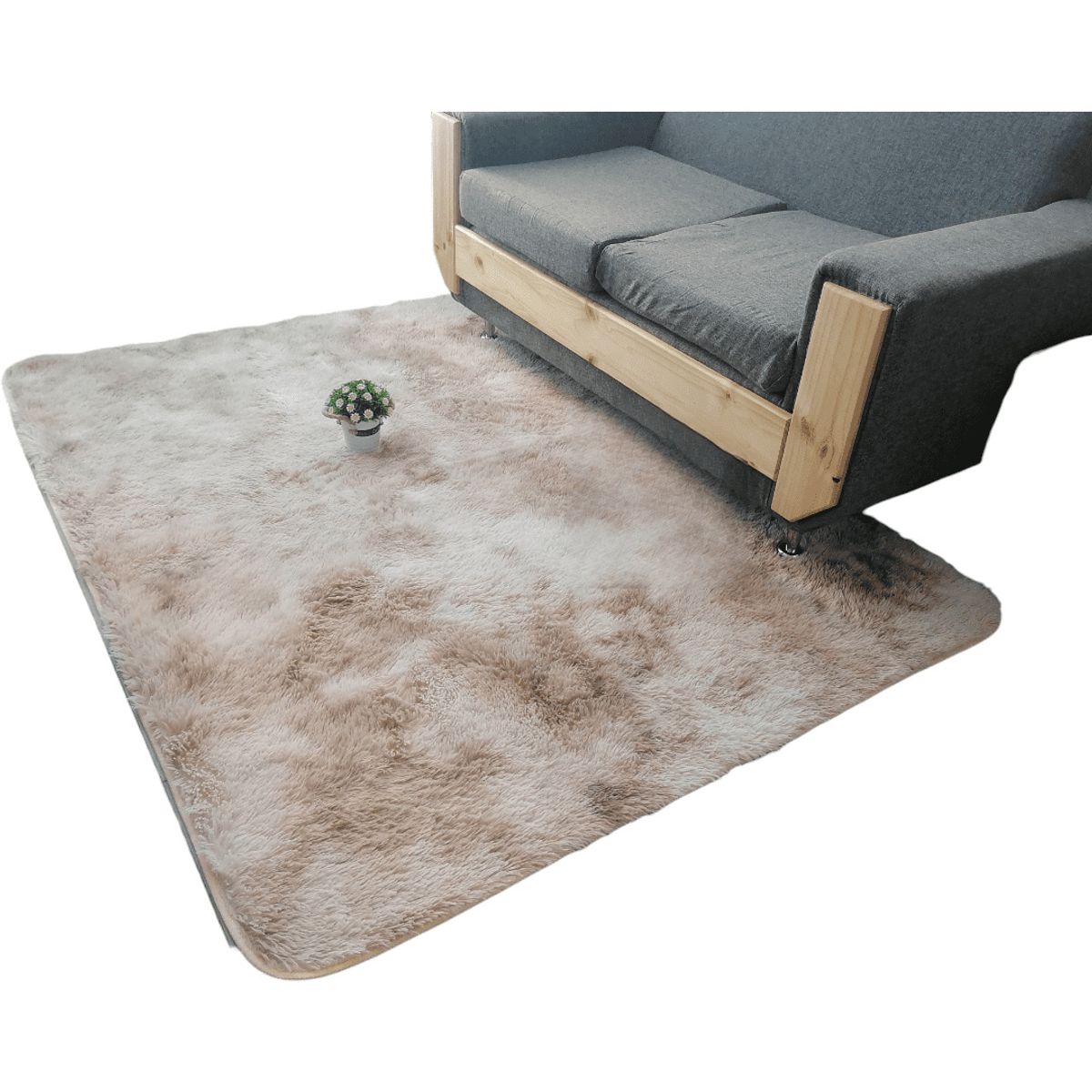 GENERICO - Alfombra Peluda Tipo Shaggy Para Living 200cmx240cm Beige Jaspeado
