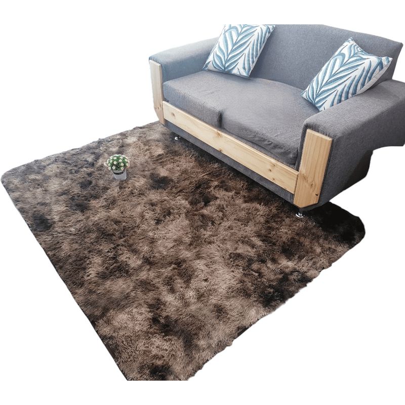 GENERICO - Alfombra Peluda Tipo Shaggy Para Living 180cm x 200cm Cafe Jaspeado