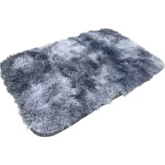 GENERICO - Alfombra Baja De Cama Peluda 100% Poliester 50x80cm Gris Jaspeado