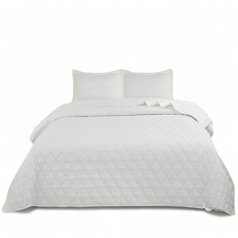 GENERICO - Cubrecama De Algodon De 1.5 Plazas Con Pompones + 1 Funda Blanco