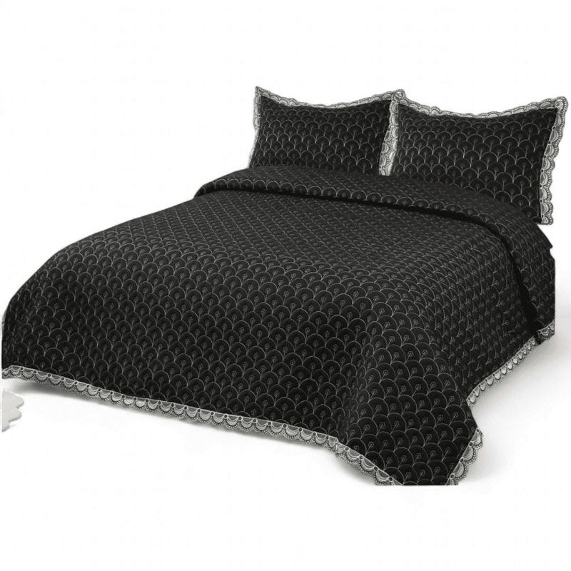 GENERICO - Quilt Bordado Cobertor De Verano 2 Plazas Color Negro