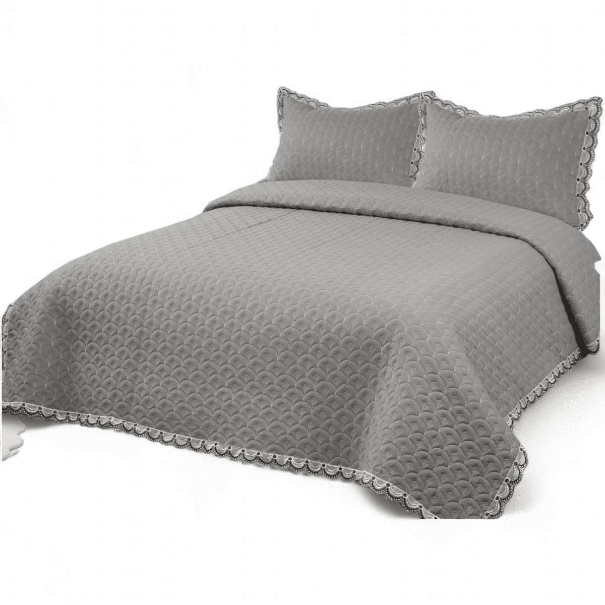 GENERICO - Quilt Bordado Cobertor De Verano 2 Plazas Color Gris