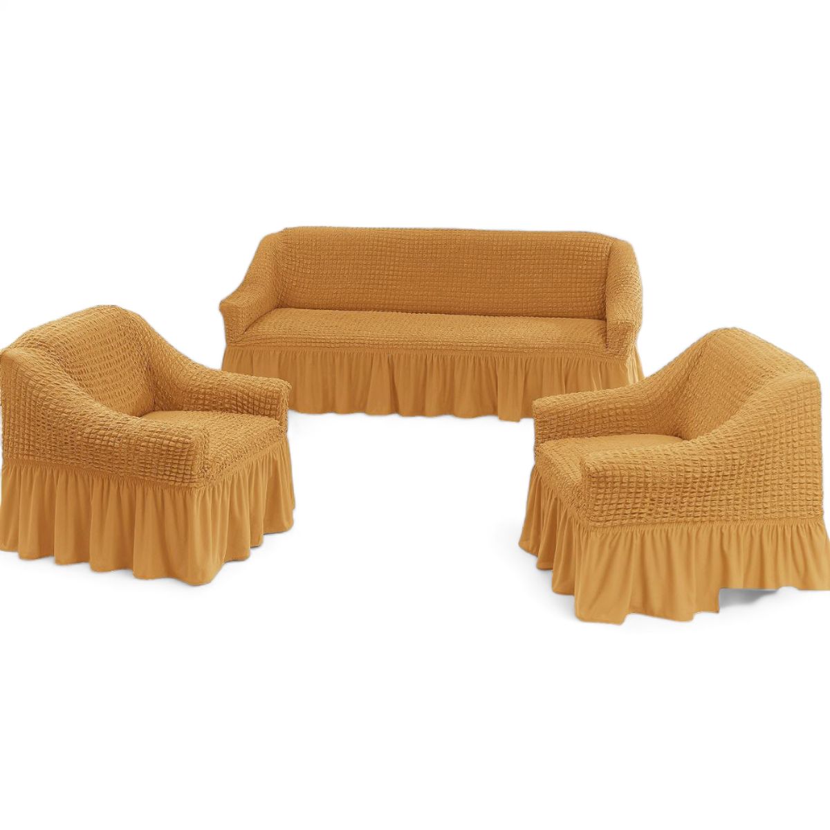 GENERICO - Juego Fundas Sillon Turca Sofa Living 1+1+3 Elasticada Mostaza