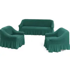 GENERICO - Juego Fundas Sillon Turca Sofa Living 1+1+3 Elasticada Turquesa