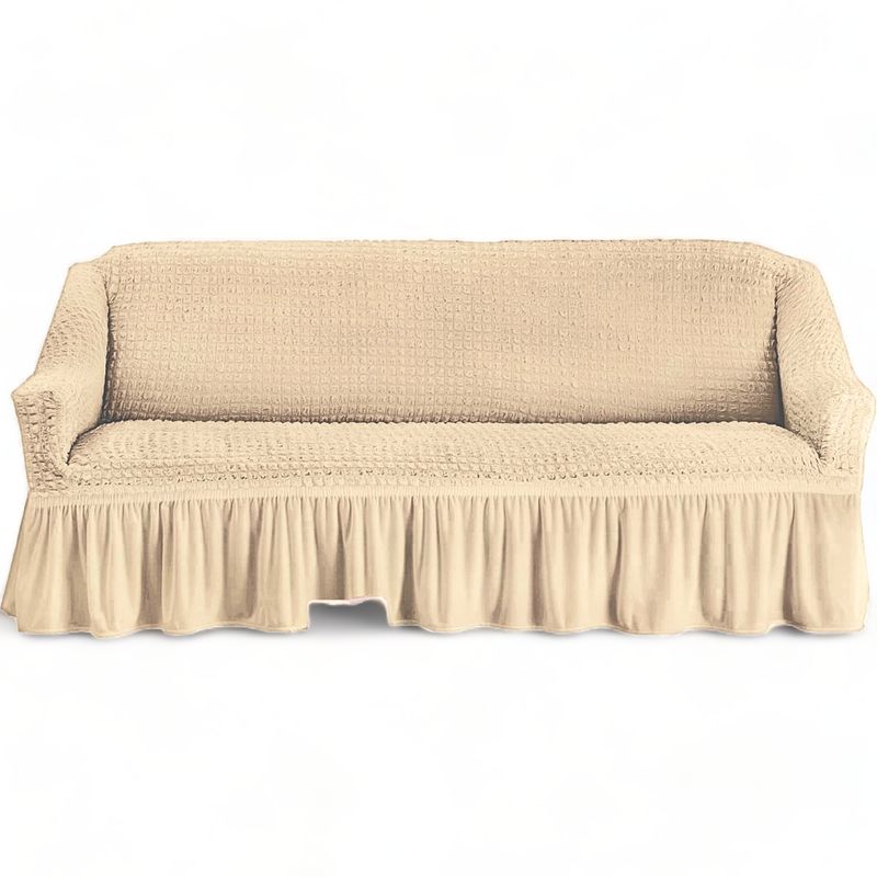 GENERICO - Fundas Cubre Sillon Turca Sofa De 3 Cuerpos Elasticada - Crema