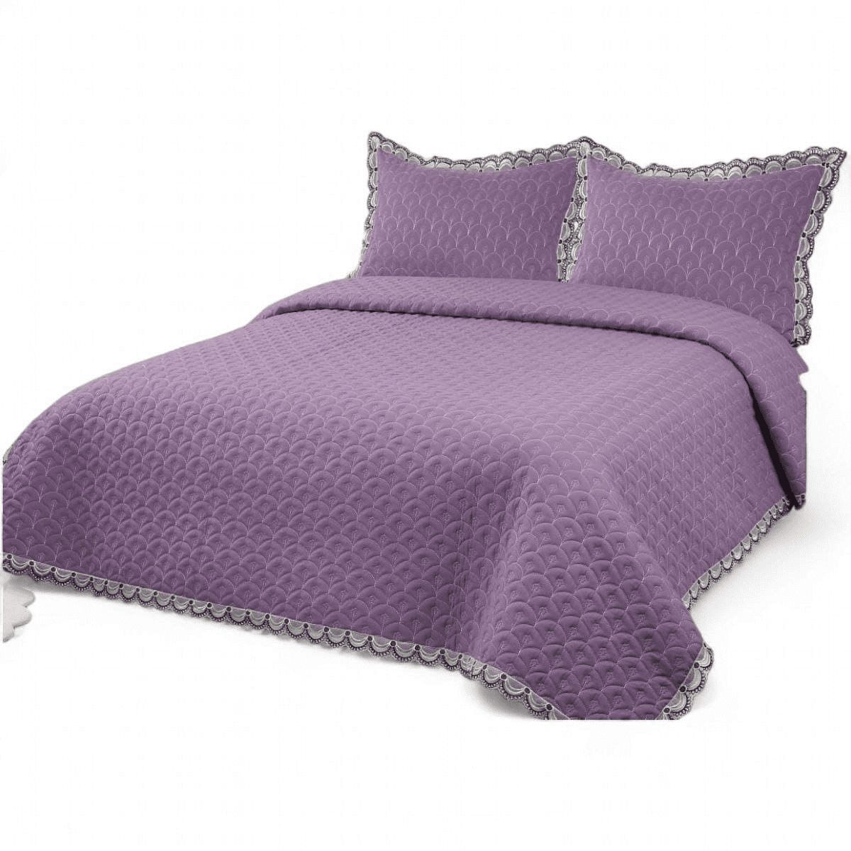 GENERICO - Quilt Bordado Cobertor De Verano 2 Plazas Violeta