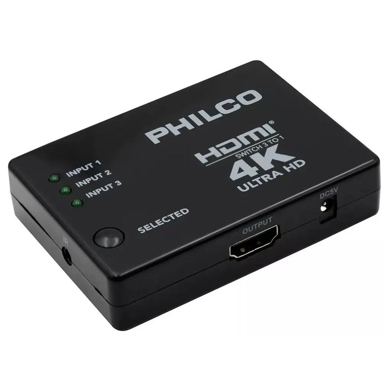 PHILCO - Adaptador Switch HDMI 3x1 4K UHD Negro Mp4109