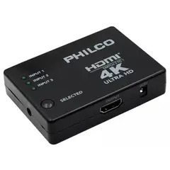 PHILCO - Adaptador Switch HDMI 3x1 4K UHD Negro Mp4109