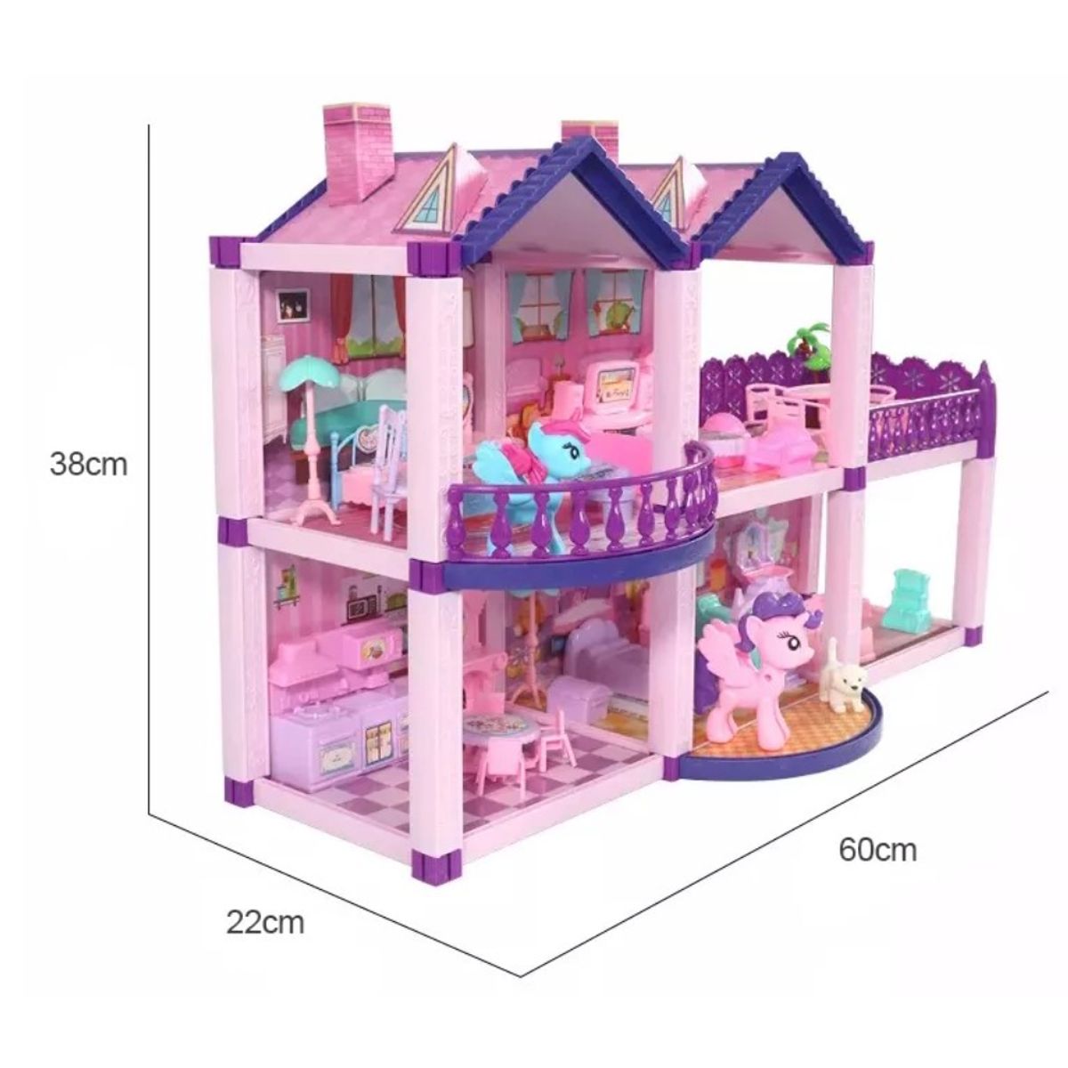 GENERICO - Casa de Muñecas Infantil con Muebles y Animales