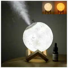 GENERICO - Lampara Luna Humidificador De Colores + 6 Esencias Aromáticas De 10ml