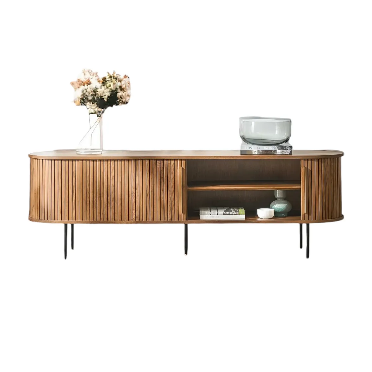 SPACE HOME - Rack de tv Oslo puerta corrediza color madera hasta 70°