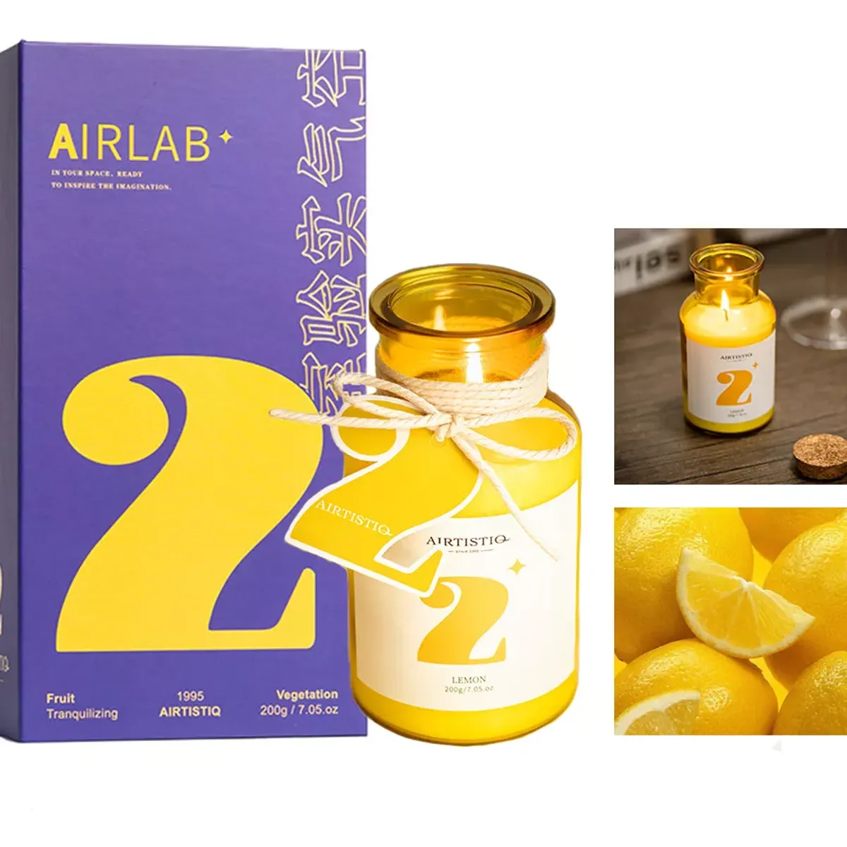EVERSO - Velas Aromáticas Decorativas De Cera Soja 200g Limón
