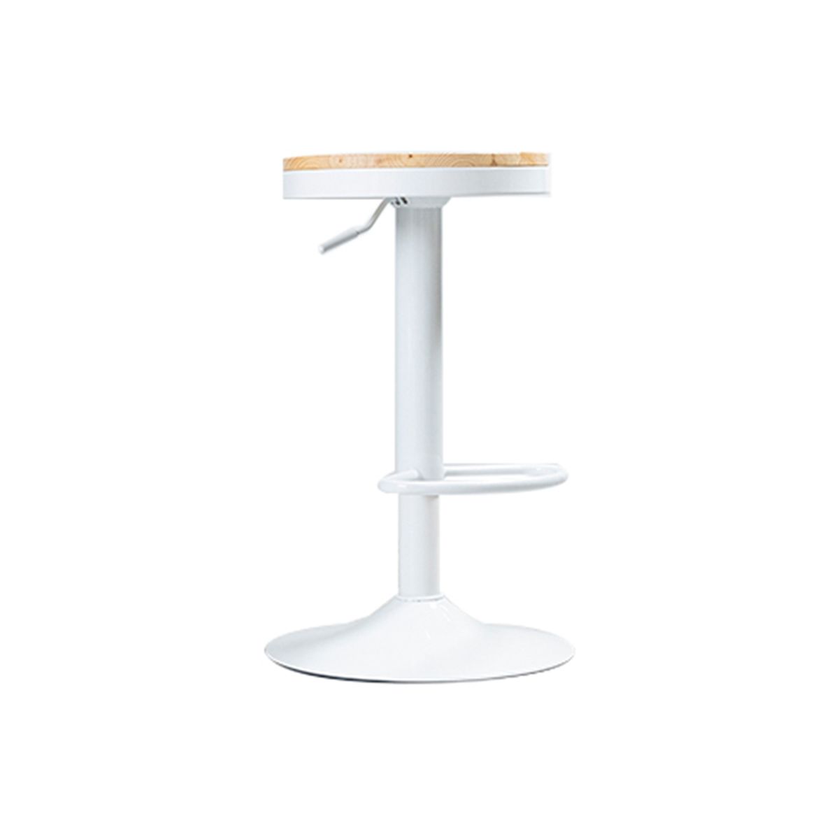 GENERICO - Taburete Aron Altura Regulable Con Asiento De Madera Blanco