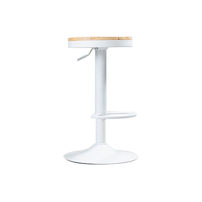 GENERICO - Taburete Aron Altura Regulable Con Asiento De Madera Blanco