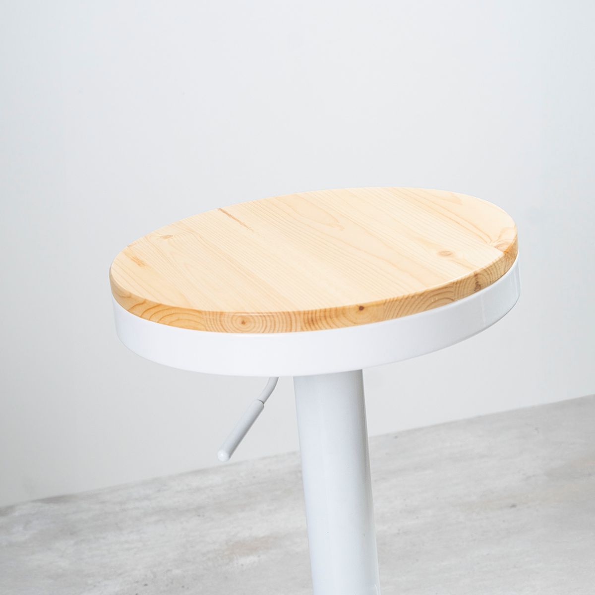 GENERICO - Taburete Aron Altura Regulable Con Asiento De Madera Blanco