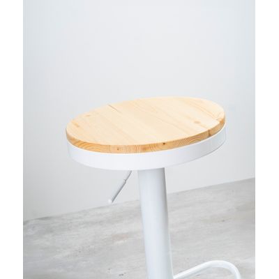 Imagen 2 del producto Taburete Aron Altura Regulable Con Asiento De Madera Blanco