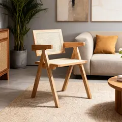 VENHOOUSE - Silla Comedor Chandigarh Ratán Madera