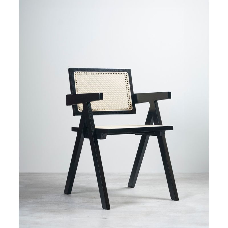 GENERICO - Silla Comedor Chandigarh Ratán Madera Negra