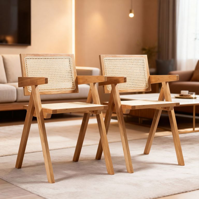 Pack 2 Sillas Comedor Chandigarh Ratan Madera
