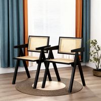 Pack 2 Sillas Comedor Chandigarh Ratán Madera Negra