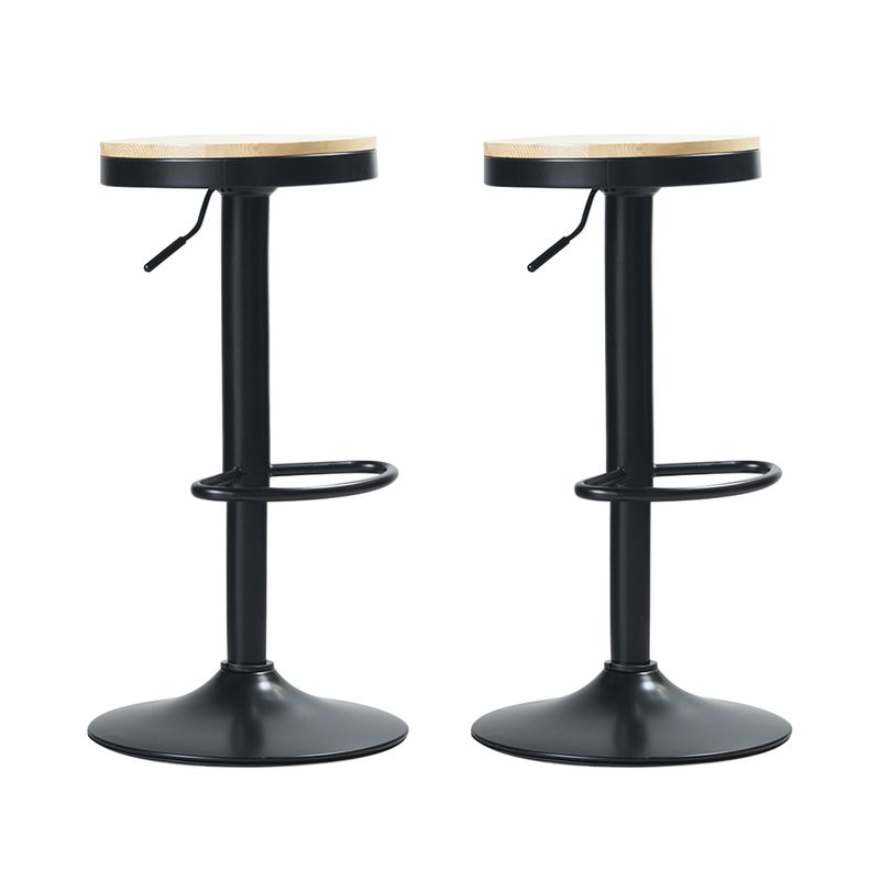 GENERICO - Pack 2 Taburete Aron Altura Regulable Con Asiento De Madera Negro