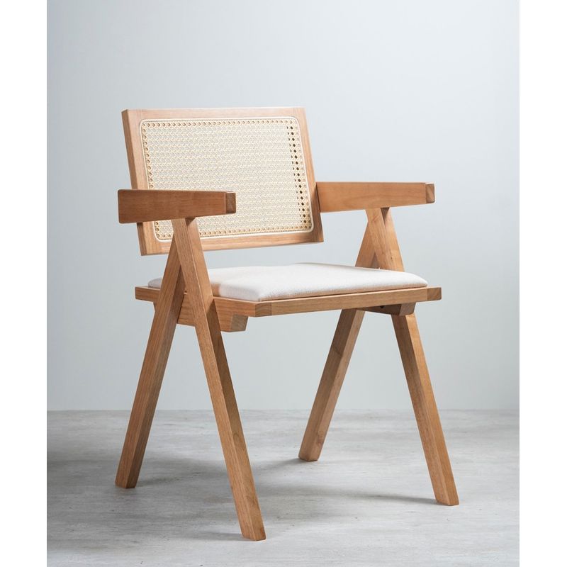 GENERICO - Pack 2 Sillas Comedor Chandigarh Con Cojín De Lino Madera