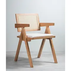 VENHOOUSE - Pack 2 Sillas Comedor Chandigarh Con Cojín De Lino Madera
