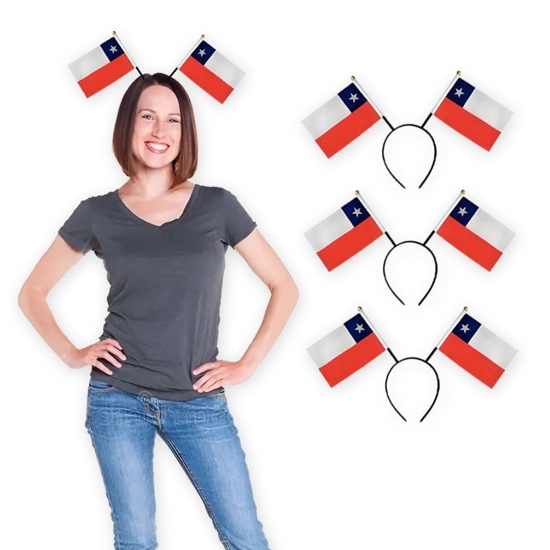 UTILISIMO - Pack 3 Diadema Cintillo Con Banderas De Chile Fechas Patrias
