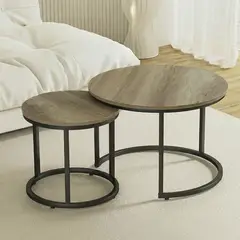 VENHOOUSE - Mesa De Centro Anidadas Madera Oscura