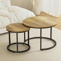 Mesa De Centro Anidadas Madera Clara