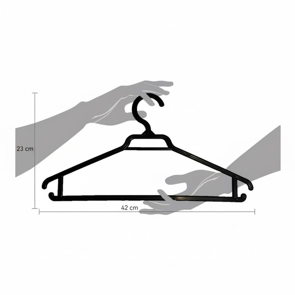 BLOCCARE - Colgadores De Ropa Plástico Negro - Pack 50 Unidades.