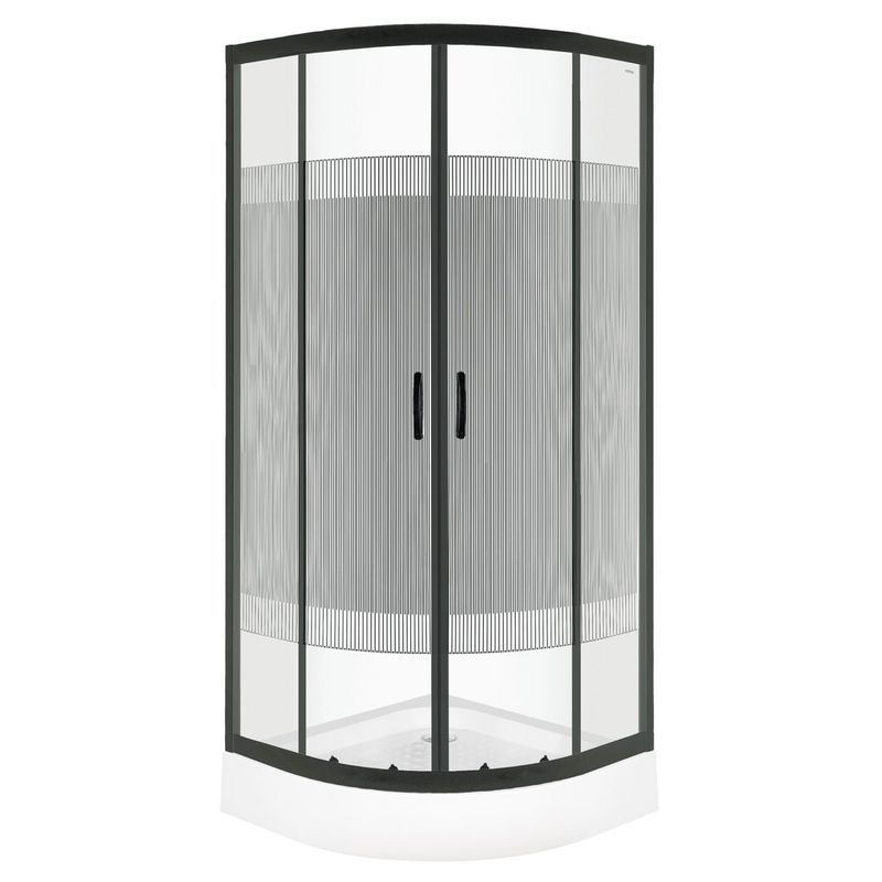 GENERICO - Showerdoor Diseño Rayas Negras 70x70x195 + Receptaculo