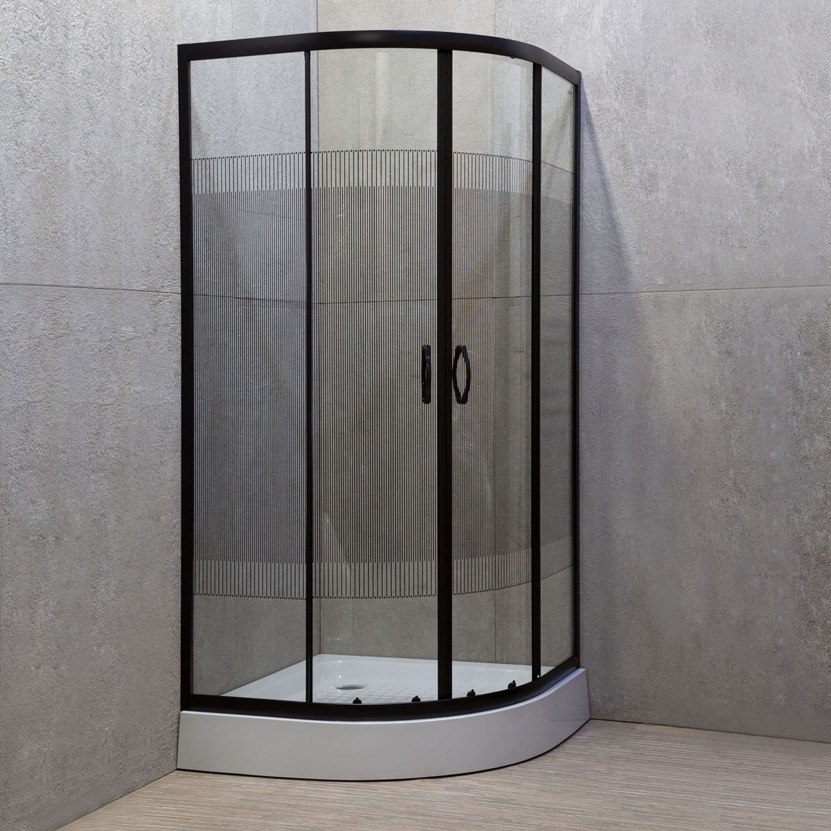 GENERICO - Showerdoor Diseño Rayas Negras 70x70x195 + Receptaculo