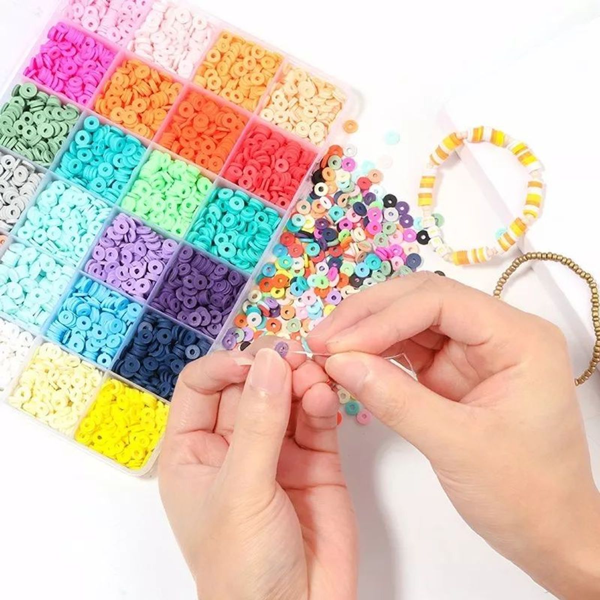 KUANGYE - Juego De Cuentas De Vidrio Diy 24 Colores+accesorios Deluxe