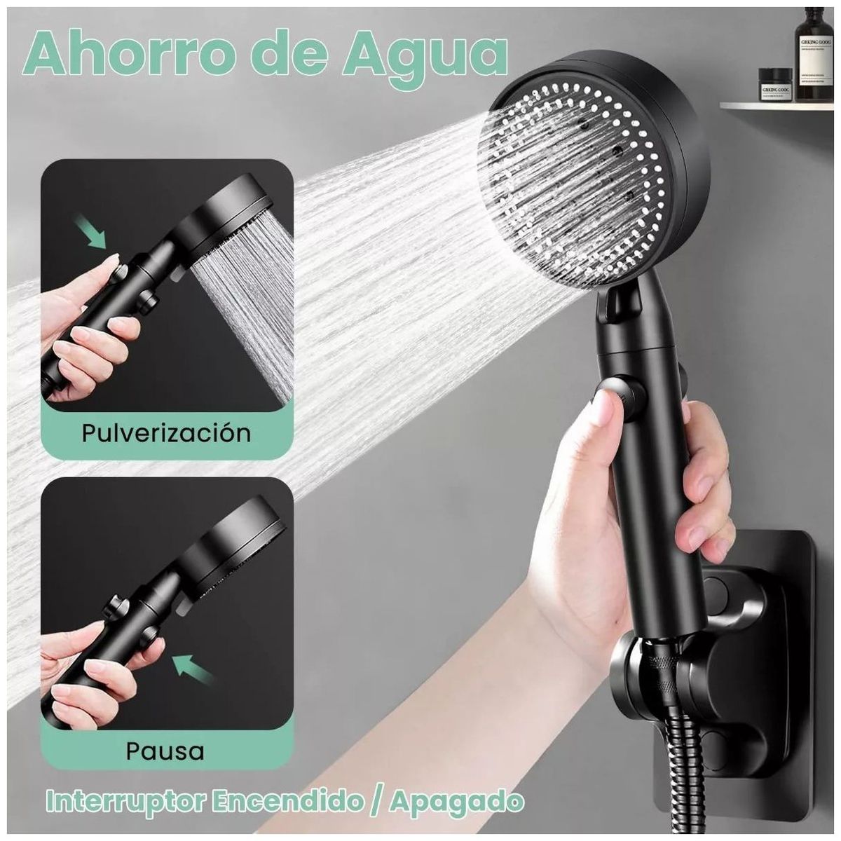 KUANGYE - Llave Ducha Monomando Acero Cromado Alta Calidad + Base